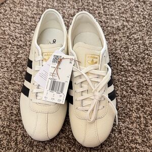 adidas Cream Sneakers with Black Stripes